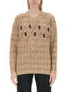Cormio Oversize Knitwear Crew Neck Diamond Pattern In Neutral