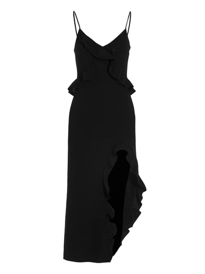 DAVID KOMA DAVID KOMA 'CROSSBODY & OPEN LEG RUFFLE DETAIL' DRESS