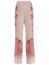 Etro Silk Trousers With Placed Flower Print In Pink