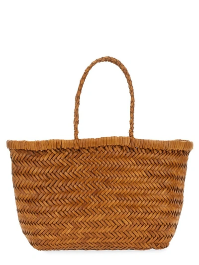 Dragon Diffusion Triple Jump Woven-leather Basket Bag In Beige