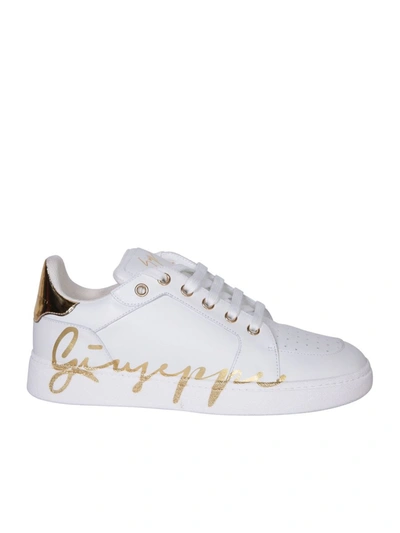 Giuseppe Zanotti Gz94 Black/gold Sneakers In White