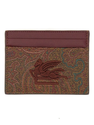 Etro Paisley Card Holder In Red