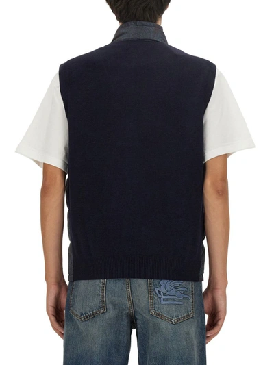 Etro Paisley Print Vest In Blue