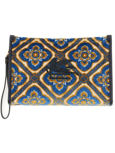Etro Pouch Paisley Large In Blue