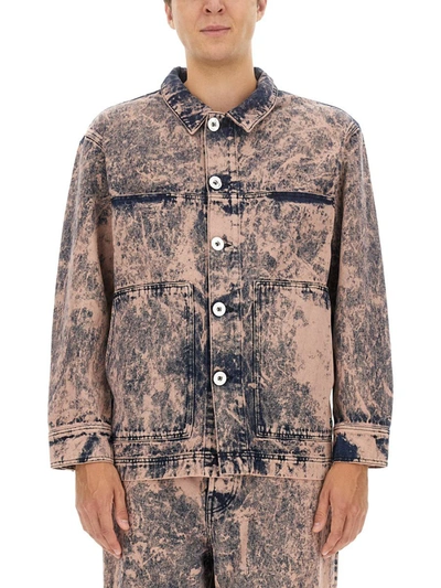 Etudes Studio Distressed Denim Jacket With Classic Collar In Neutral