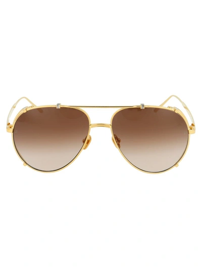 Linda Farrow Sunglasses In Yellowgold/whitegold/mochagrad