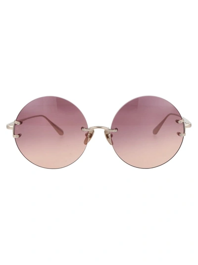 Linda Farrow Lotus Sunglasses In Lightgold/winegrad