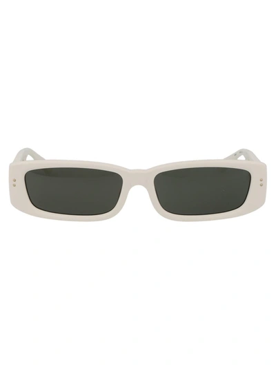Linda Farrow Talita Sunglasses In White/lightgold/grey