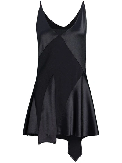 Maison Margiela Panelled Satin Playsuit In Black