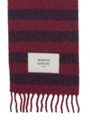 Maison Kitsuné Striped Logo Scarf Fringed Edges In Brown