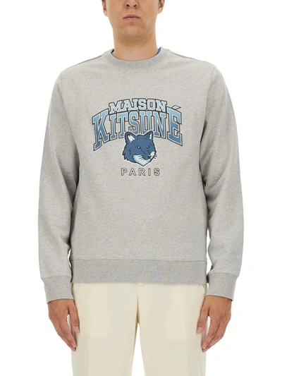 Maison Kitsuné Sweatshirt With Logo Print In Grey