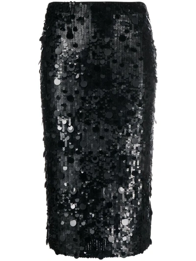 P.a.r.o.s.h. Sequinned Midi Skirt In Black