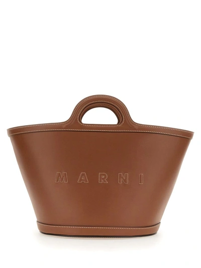Marni Tropicalia Small Top Handle Bag In Brown