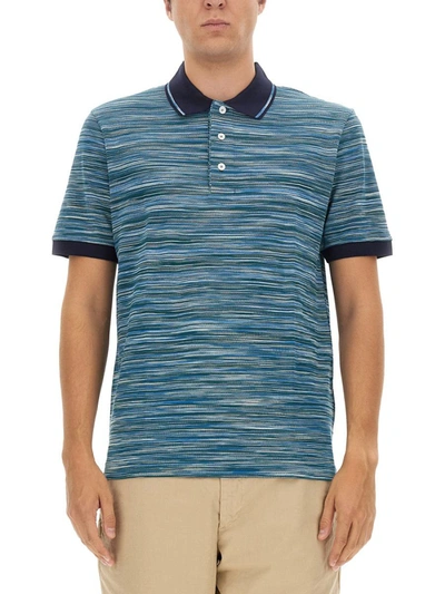 Missoni Polo Shirt With Zig Zag Pattern In Azure