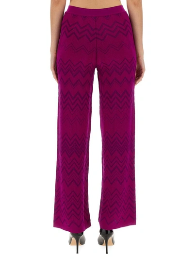 Missoni Zig-zag Wool-blend Trousers In Purple