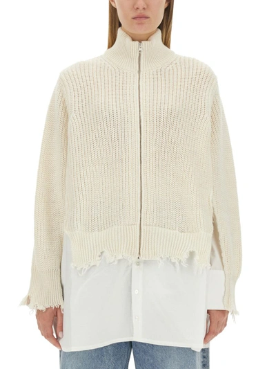 Mm6 Maison Margiela Shirt Insert Cardigan In White