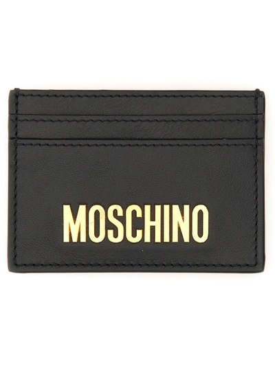 Moschino Card Holder With Logo In Black