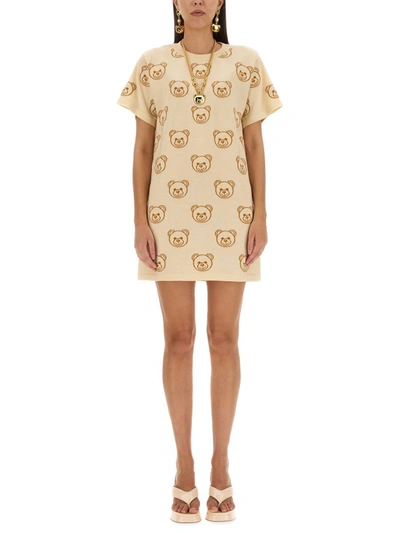MOSCHINO MOSCHINO DRESS WITH TEDDY BEAR EMBROIDERY