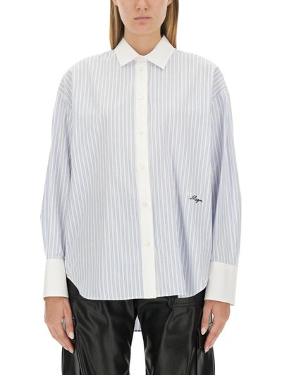 Msgm Shirt With Logo In Azure