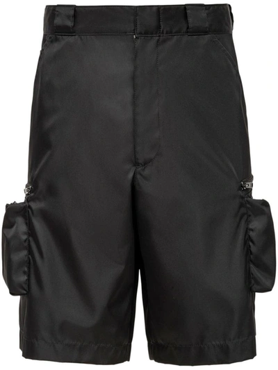 Prada Re-nylon Cargo Shorts In Black