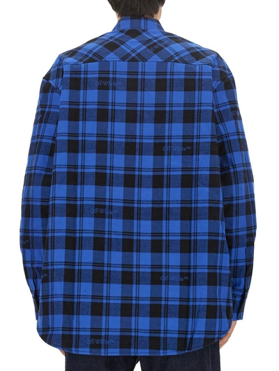 Off-white Check Print Shirt In Blue