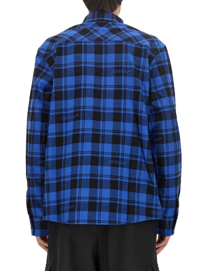 Off-white Logo-embroidered Checked Flannel Shirt In Multi-colored