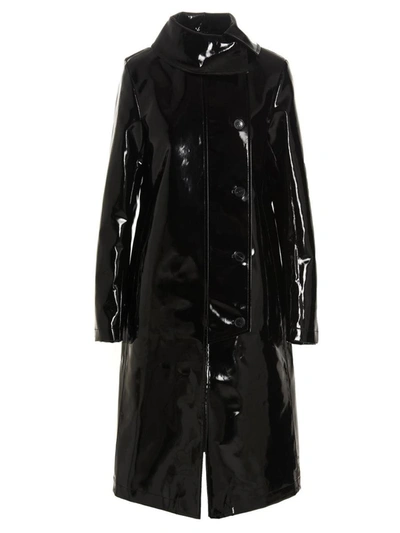 Raf Simons Patent-cotton Trench Coat In Black