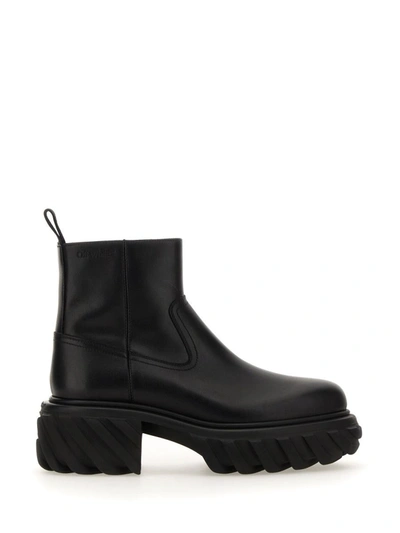 Off-white Leather Boot In Black
