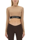 Palm Angels Women's Cropped Top With Logo In Beige