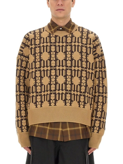 Palm Angels Jacquard Sweater In Beige