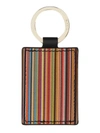 Paul Smith Striped Rectangular Leather Keychain In Multi