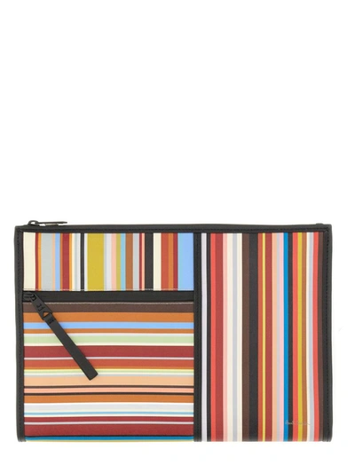 Paul Smith Signature Stripe Pouch In Multicolour