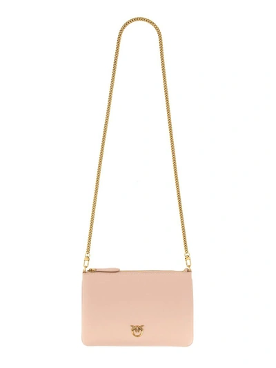 Pinko Flat Clutch Bag With Logo In Powder