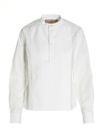 Plan C Plastron Piqué Shirt In Blanco