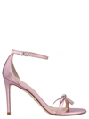 Stuart Weitzman "bow Detail" Metallic Stiletto Sandals In Pink