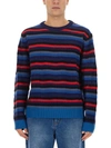 Ps By Paul Smith Ps Paul Smith Jersey With Stripe Pattern In Blue