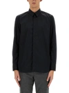 Pt Torino Cuffed Sleeves Cotton Shirt In Black