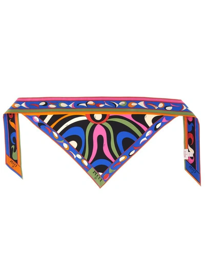 Pucci Abstract Print Silk Scarf In Multicolour