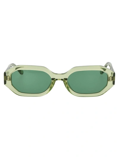 Attico Green Linda Farrow Edition Irene Sunglasses In Lime/silver/green