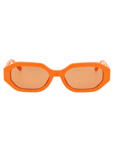 Attico Irene Geometric Sunglasses In Orange/silver/orange