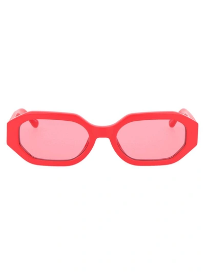 Attico The  Sunglasses In Coral/silver/pink