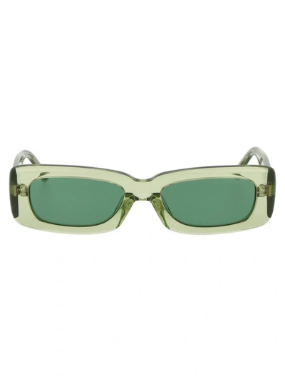 Attico Green Linda Farrow Edition Mini Marfa Sunglasses In Lime/silver/green