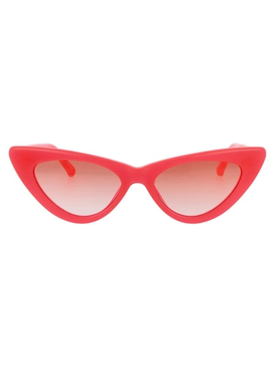 Attico X Linda Farrow Dora Sunglasses In Neonpink/silver/orangegrad