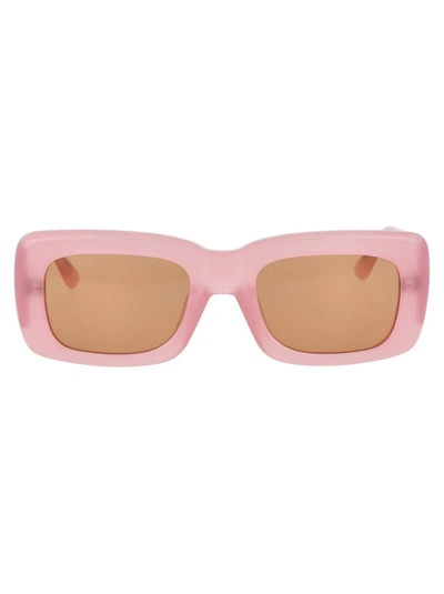 Attico Pink Linda Farrow Edition Marfa Sunglasses In Pink/silver/pink