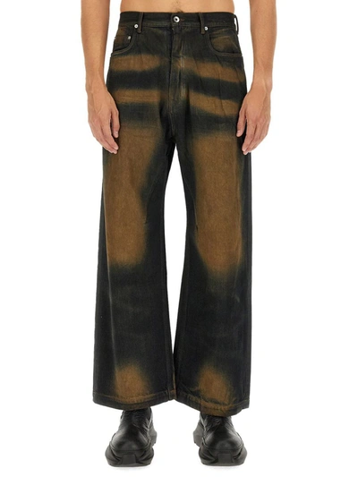 Rick Owens Drkshdw Geth Mud-washed Wide-leg Jeans In Multicolour