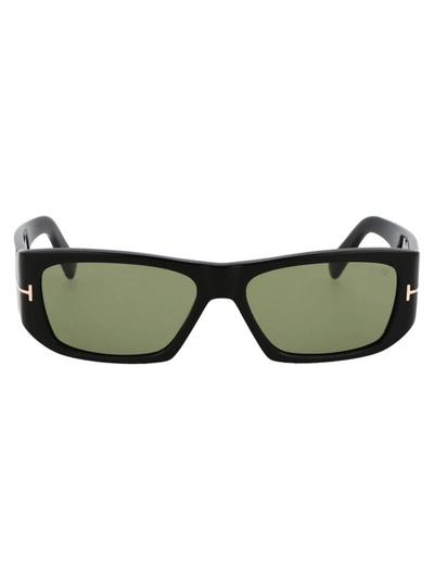 Tom Ford Sunglasses In 01n Nero Lucido / Verde