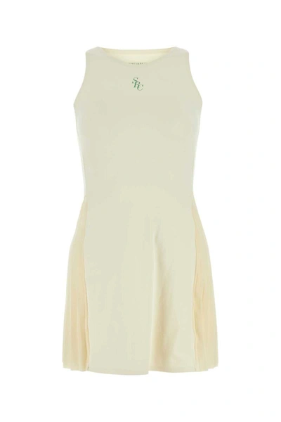 Sporty And Rich Printed Pleated Stretch Tennis Dress In White