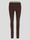 Sporty And Rich Serif Logo Knitted Leggings In Brown
