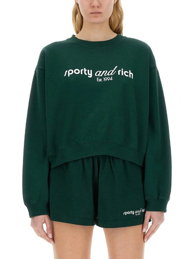 Sporty And Rich Sporty & Rich Sweatshirt With Logo In Green