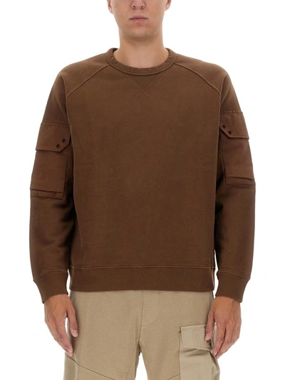 Ten C Sweatshirt With Logo In Brown